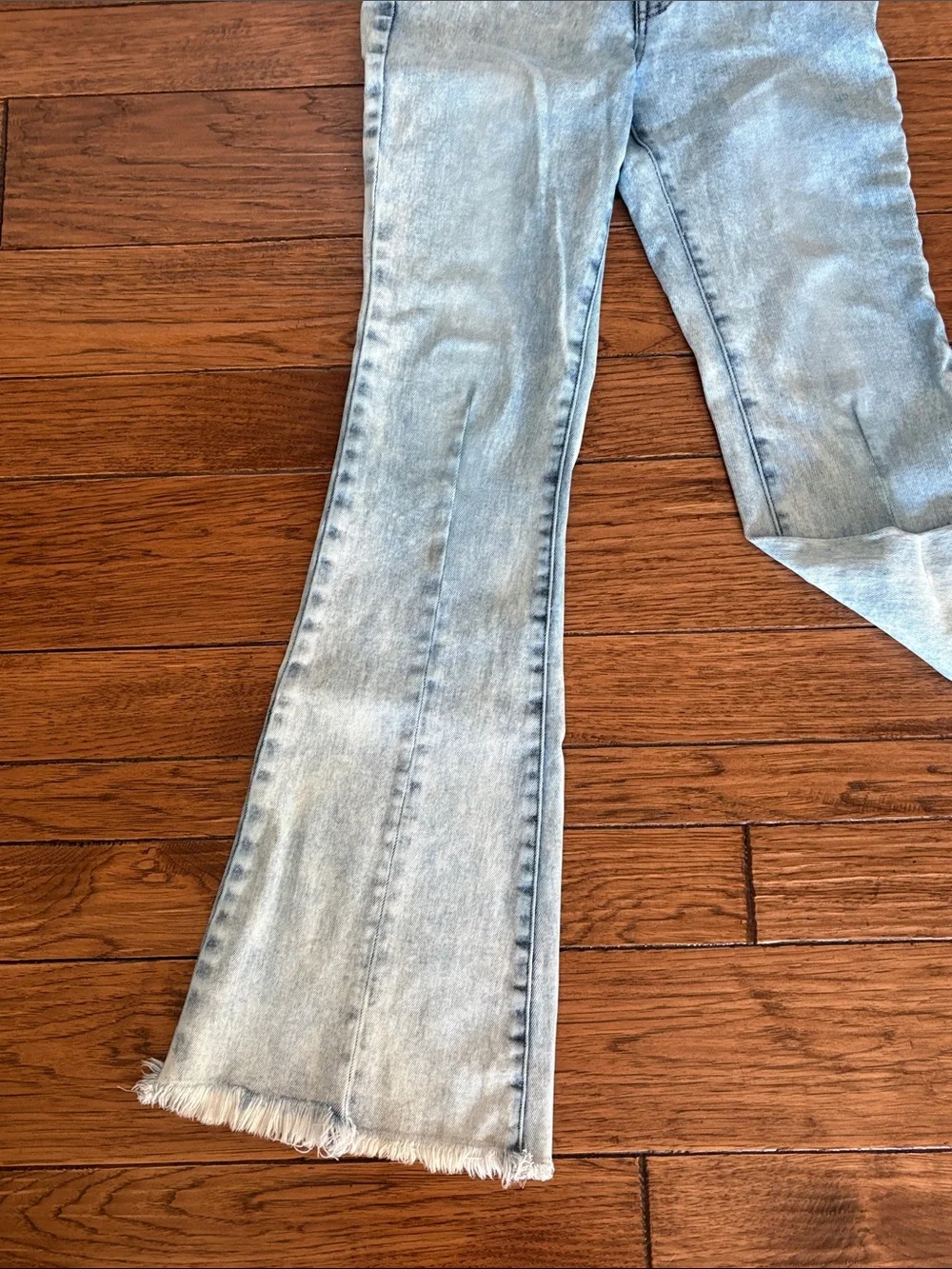 KanCan Light Blue Flare Jeans with Frayed Hem - Picture 4 of 8
